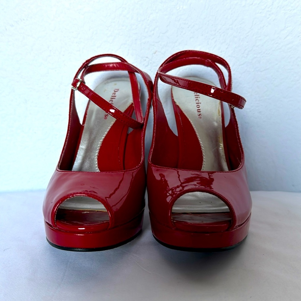 Red platform sandals